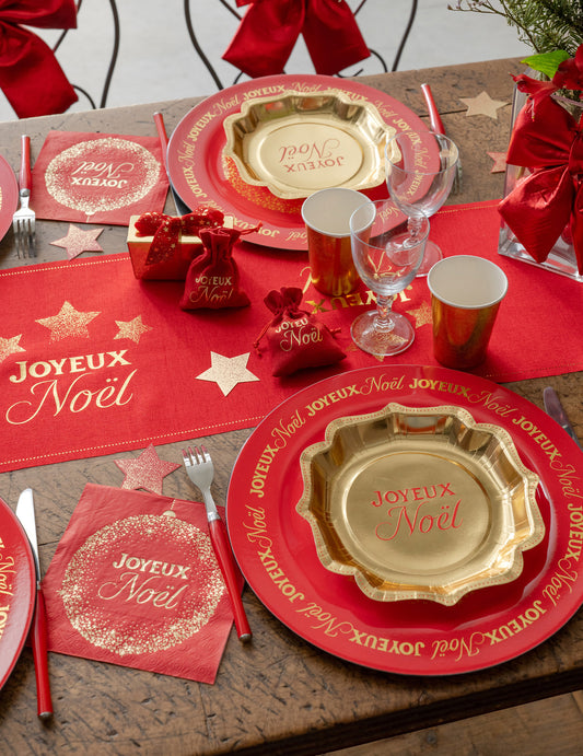 10 Weihnachtsteller Funkelnder Glanz Gold und Rot 21 cm