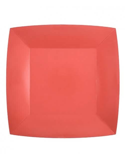 Assiettes carrées en carton originales pour fête rouge
