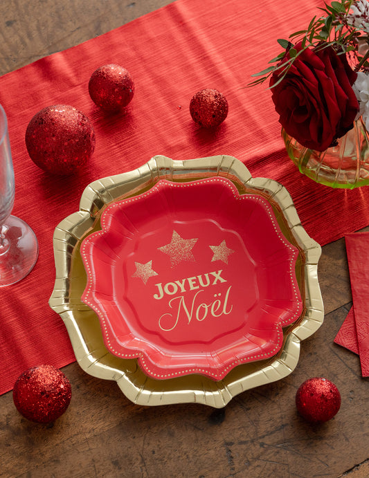 10 festliche kleine Pappteller Funkelndes Weihnachten rot 18x18 cm