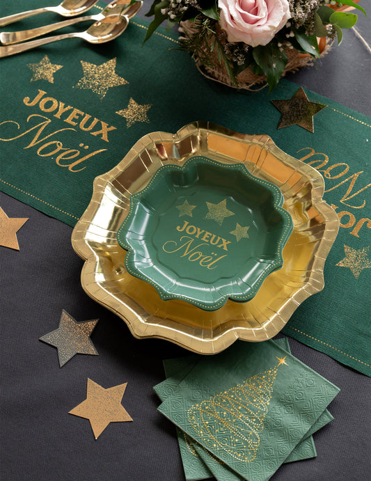 10 kleine Weihnachtsteller Glitzerndes Tannenmgreen 18 x 18 cm