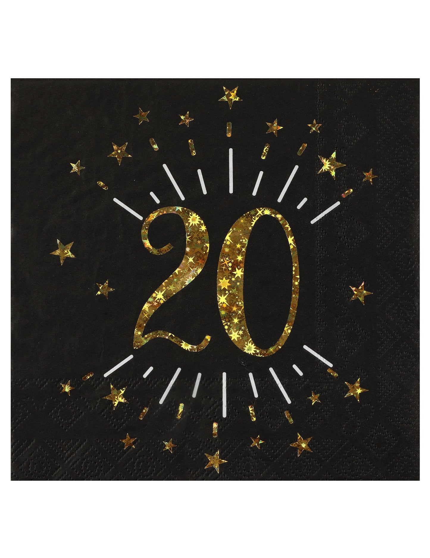 Serviettes papier joyeux anniversaire 20 pour fête noir et or
