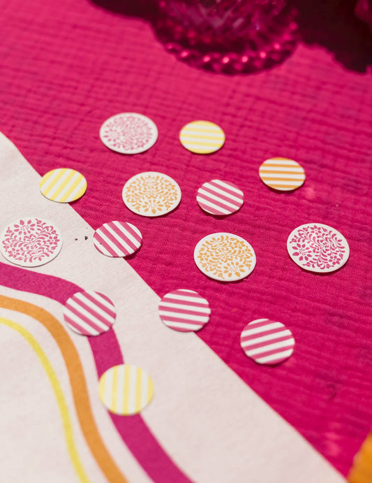 100 Papier-Konfetti in Zitrone, Orange und Himbeere