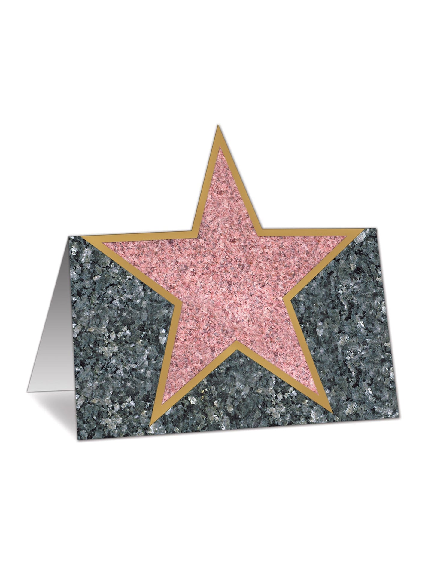 Marque-place hollywood pour décoration de table gris aspect marbre avec étoile rose