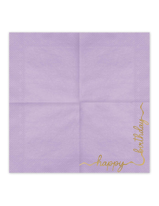 12 Servietten Happy Birthday Pastell & Gold (33 x 33 cm)