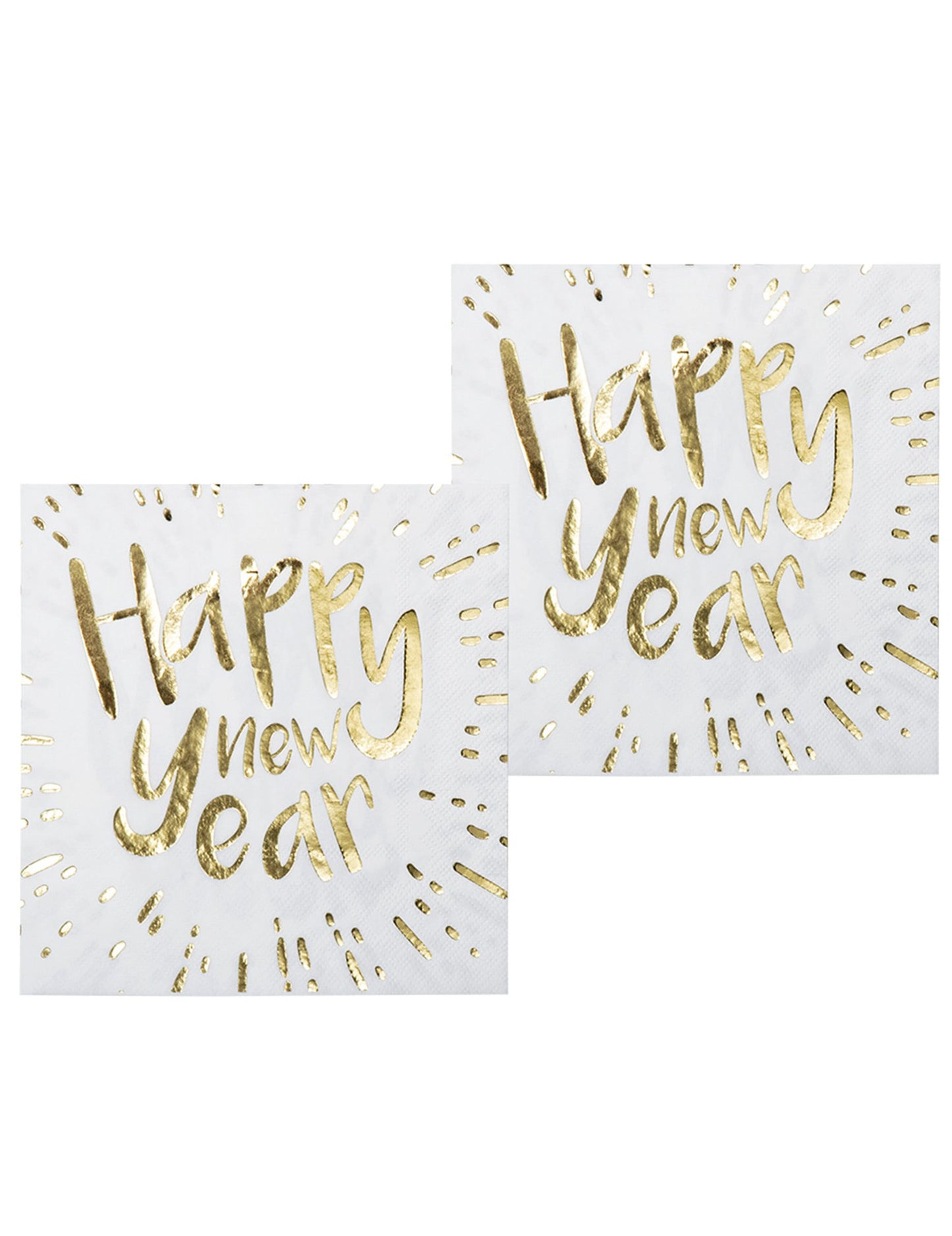 Serviettes en papier Happy New Year blanches et dorées