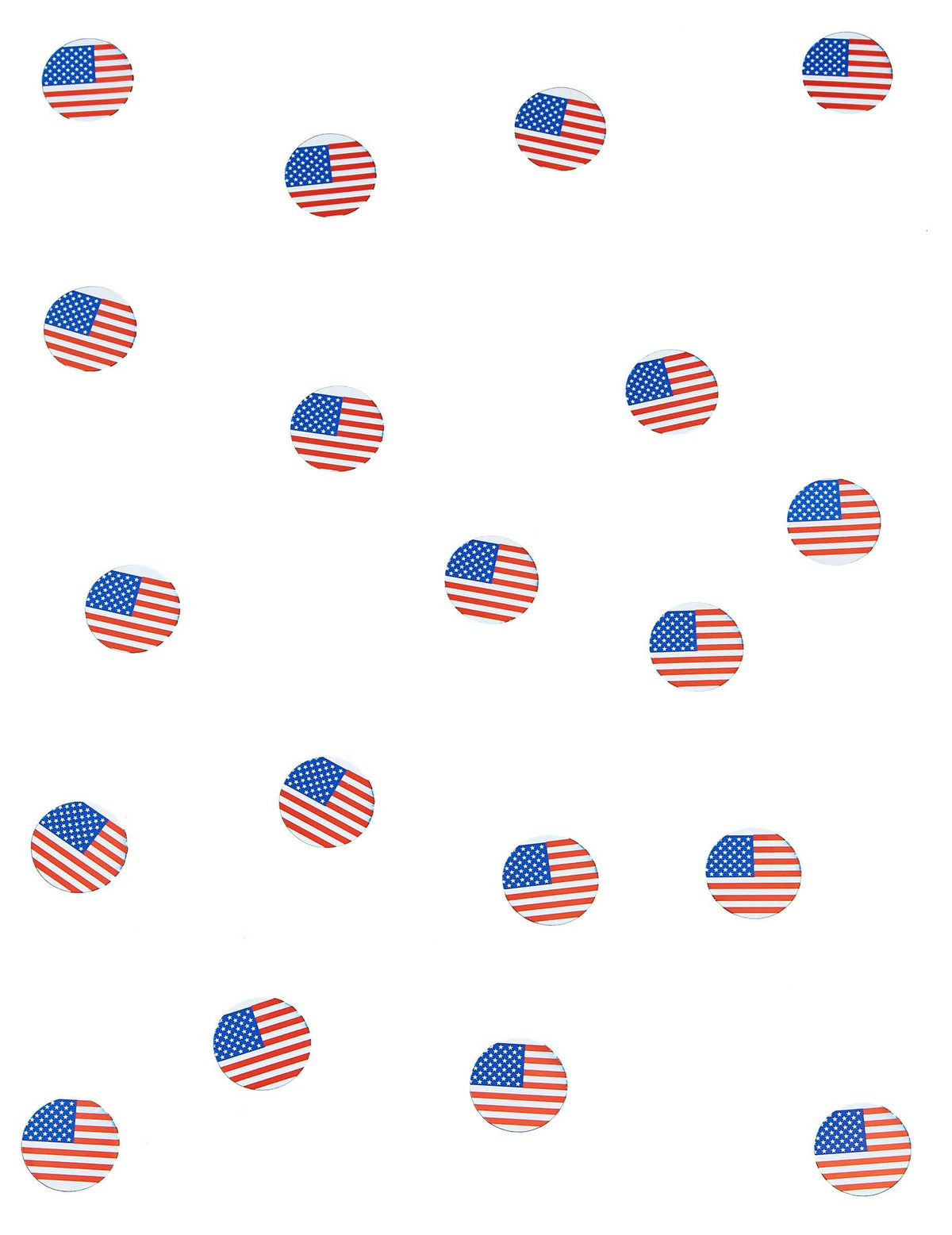 Übersicht über die Verteilung von Tisch-Konfetti mit USA-Flagge
