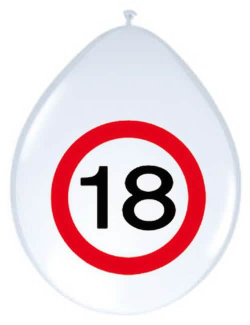 Ballons d'anniversaire 18 ans pour décoration de fête blanc et rouge