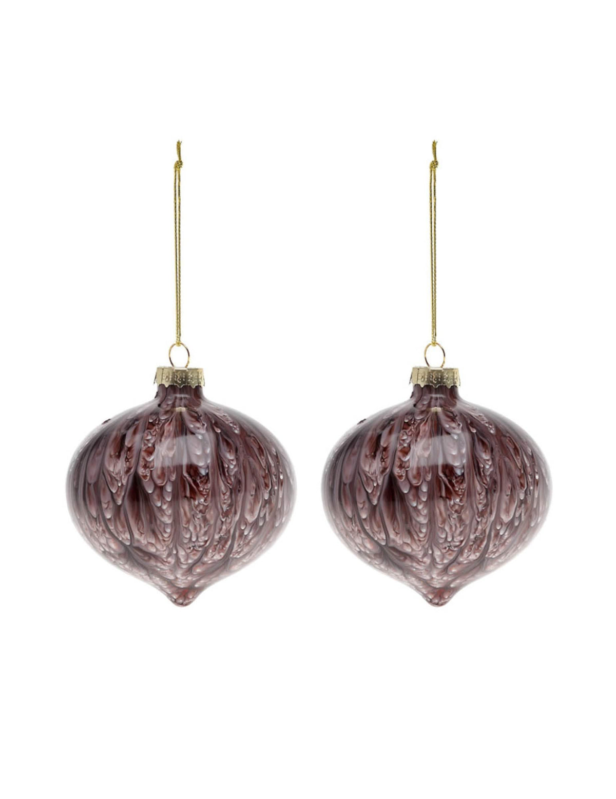 Boules en verre losange marbrées marron effet écorce