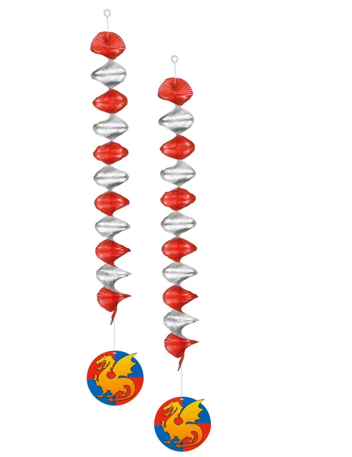 Hängedekoration Ritter Rot und Farbe Silber mit Drachenmedaillon