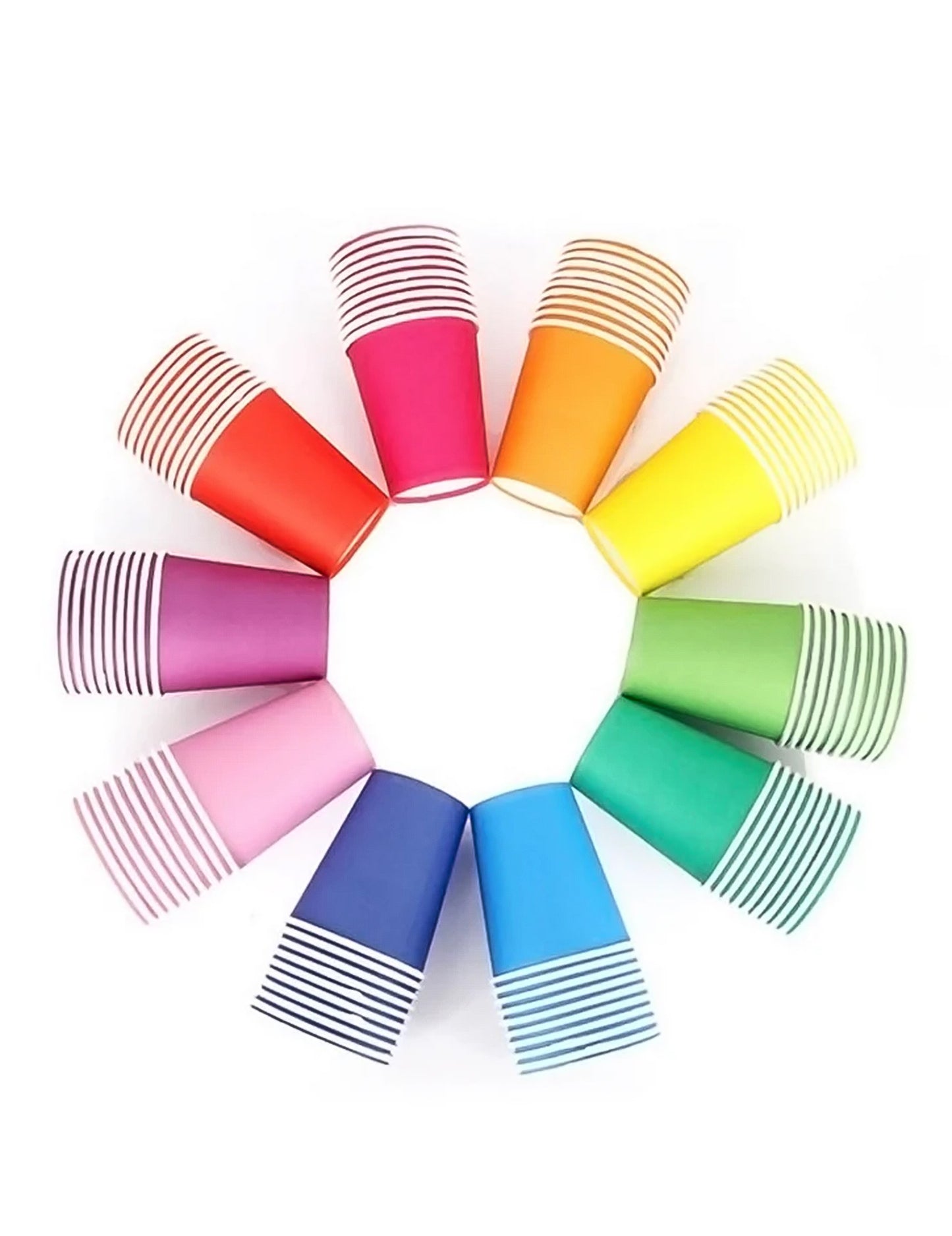 Vue d'ensemble des coloris disponibles des gobelets américains carton recyclable pour fête