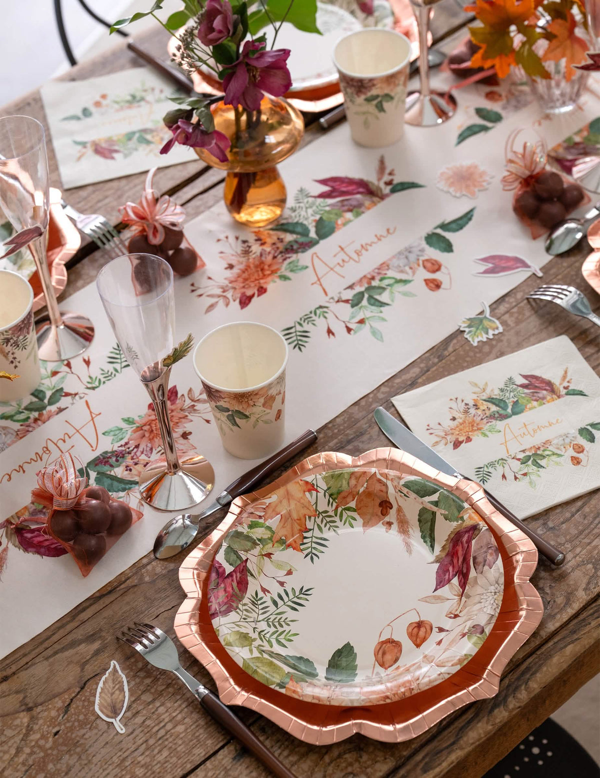 20-teiliges Servietten-Set Herbst-Floral 33 x 33 cm