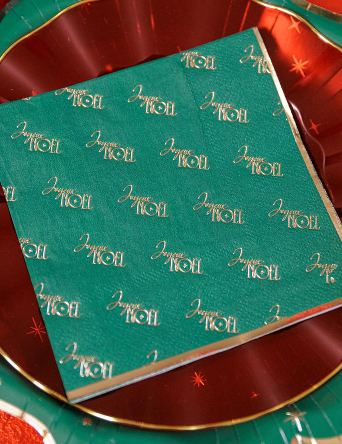20 Cocktailservietten Frohe Weihnachten Klassik Tannengrün und Gold 24 x 24 cm