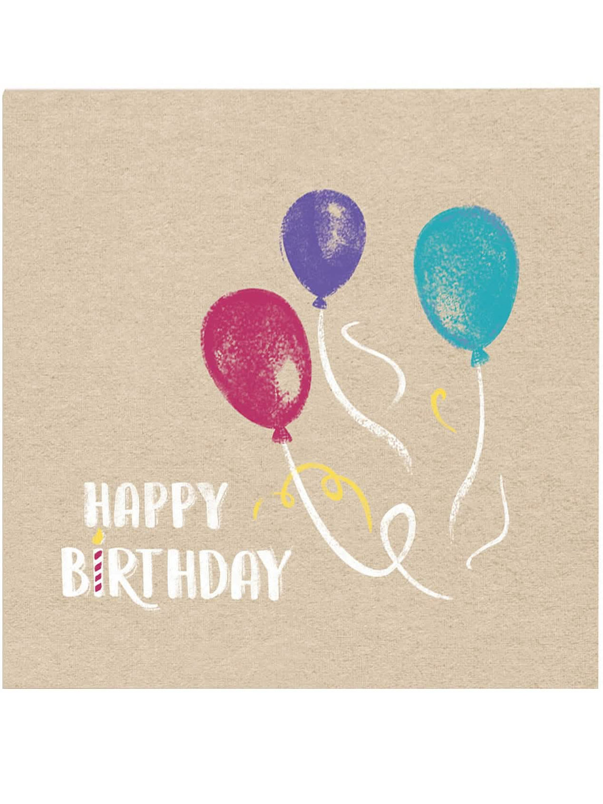 Serviettes en papier Happy Birthday pour anniversaire kraft et bleues aux ballons colorés