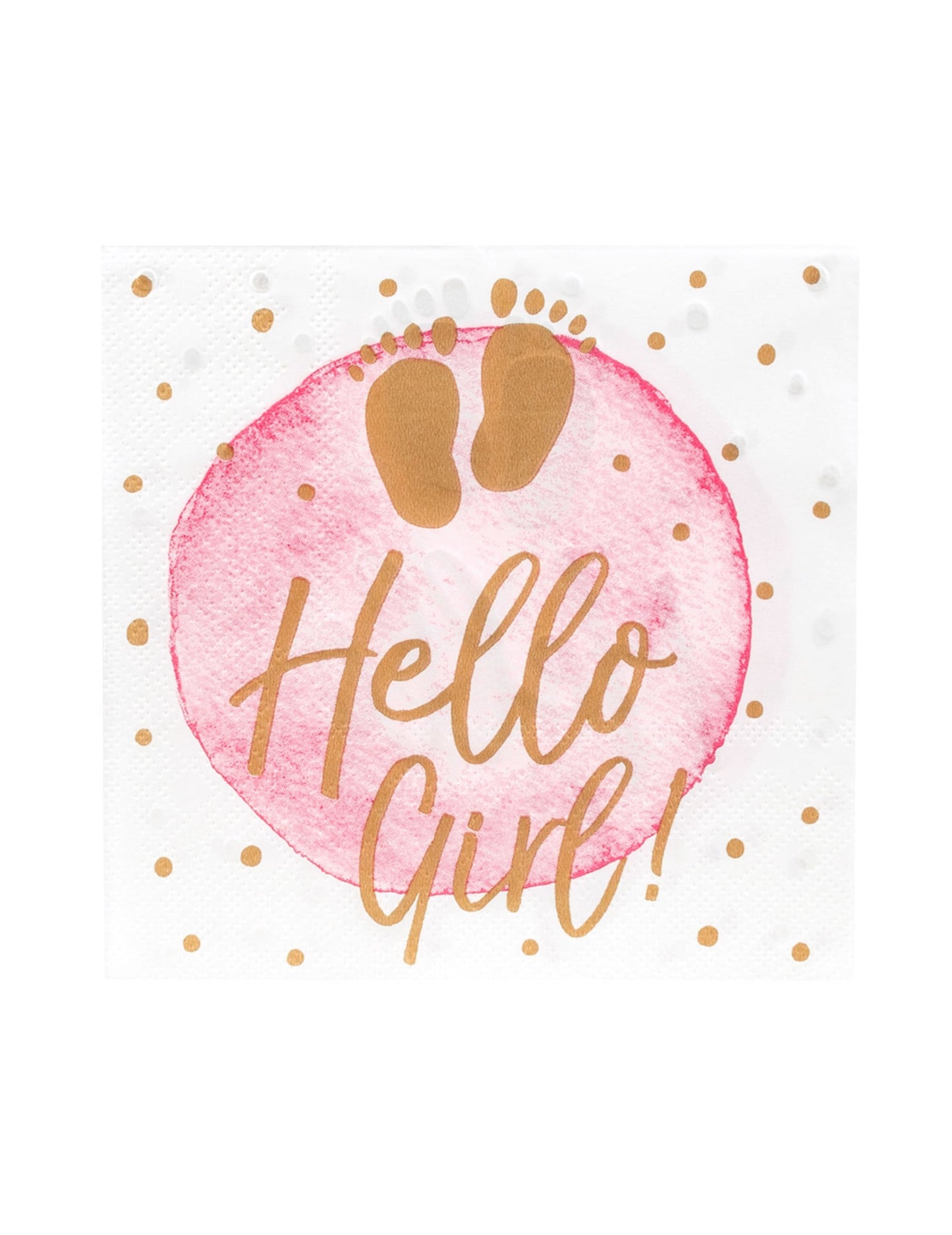 Serviettes en papier hello girl pour baby shower rose et or