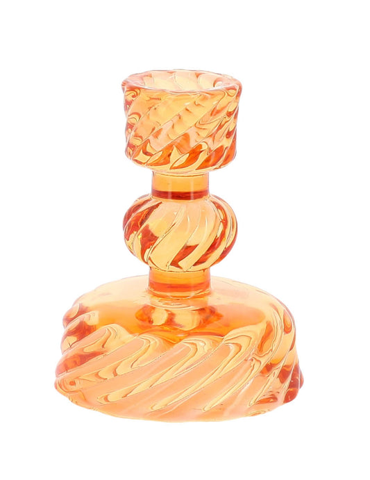 3 Glas-Kerzenständer in Rosa, Gelb und Orange