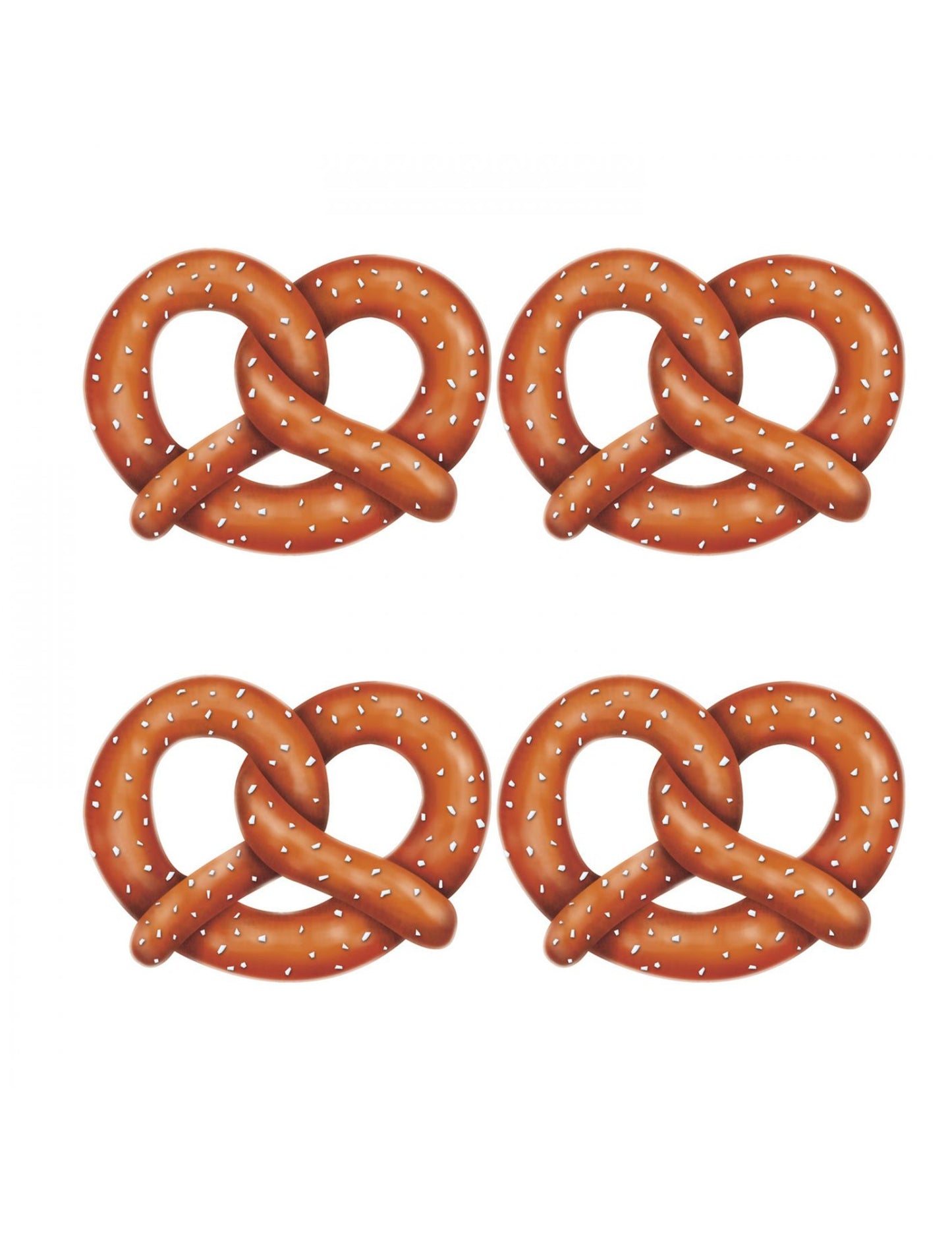 4 découpes en carton bretzels pour fête de la bière marron et blanc