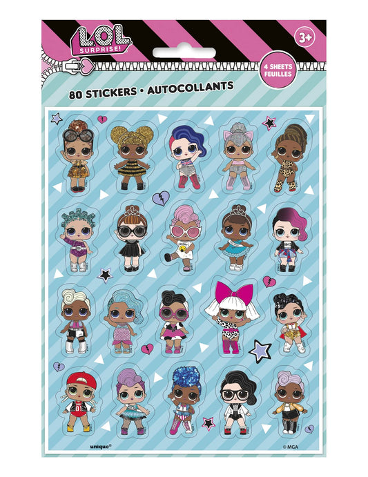 Détail des personnages des feuilles de stickers LOL Surprise
