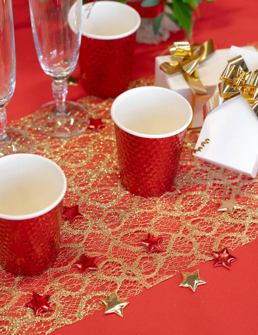 40 rote Streusterne für die Weihnachtsdeko 2,5 x 2,5 cm