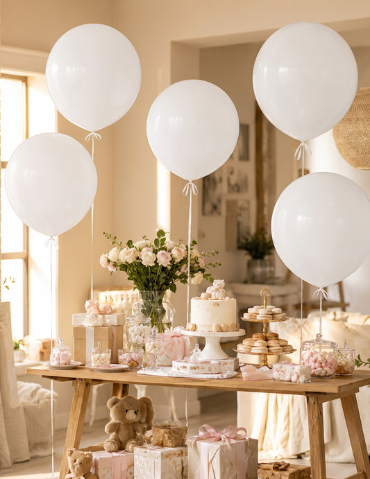 Riesen-Luftballons Partydeko 5 Stück weiss 47 cm
