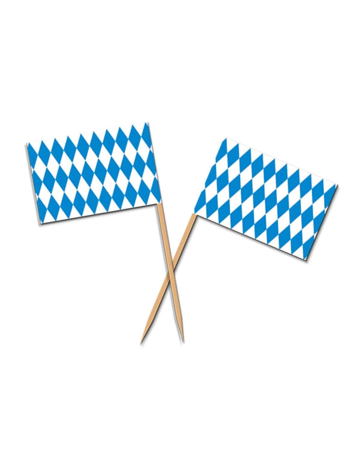 Holzspieße Oktoberfest für Buffet Blau und Weiß mit Rauten