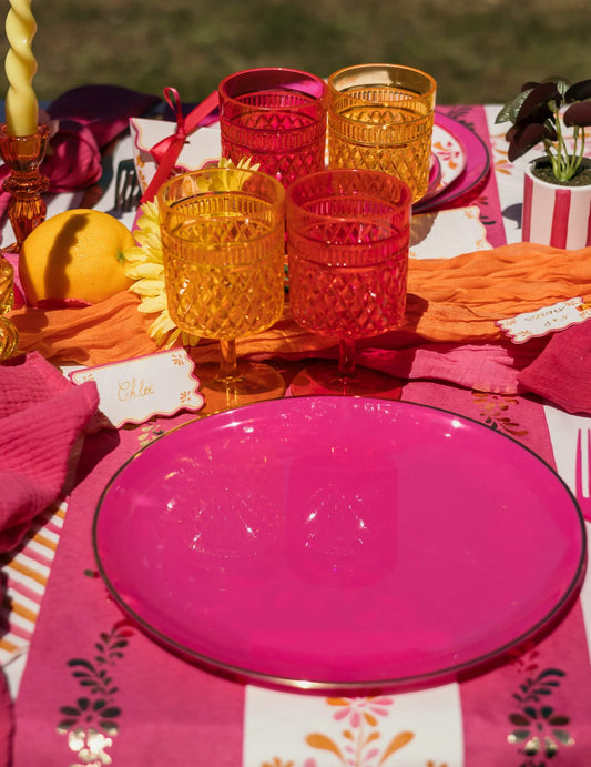 6 Kunststoff-Teller in Rosa und Gold 26,5 cm