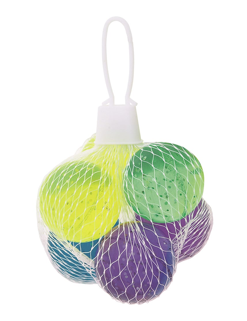 6 bunte Glitzer-Flummis 3 cm