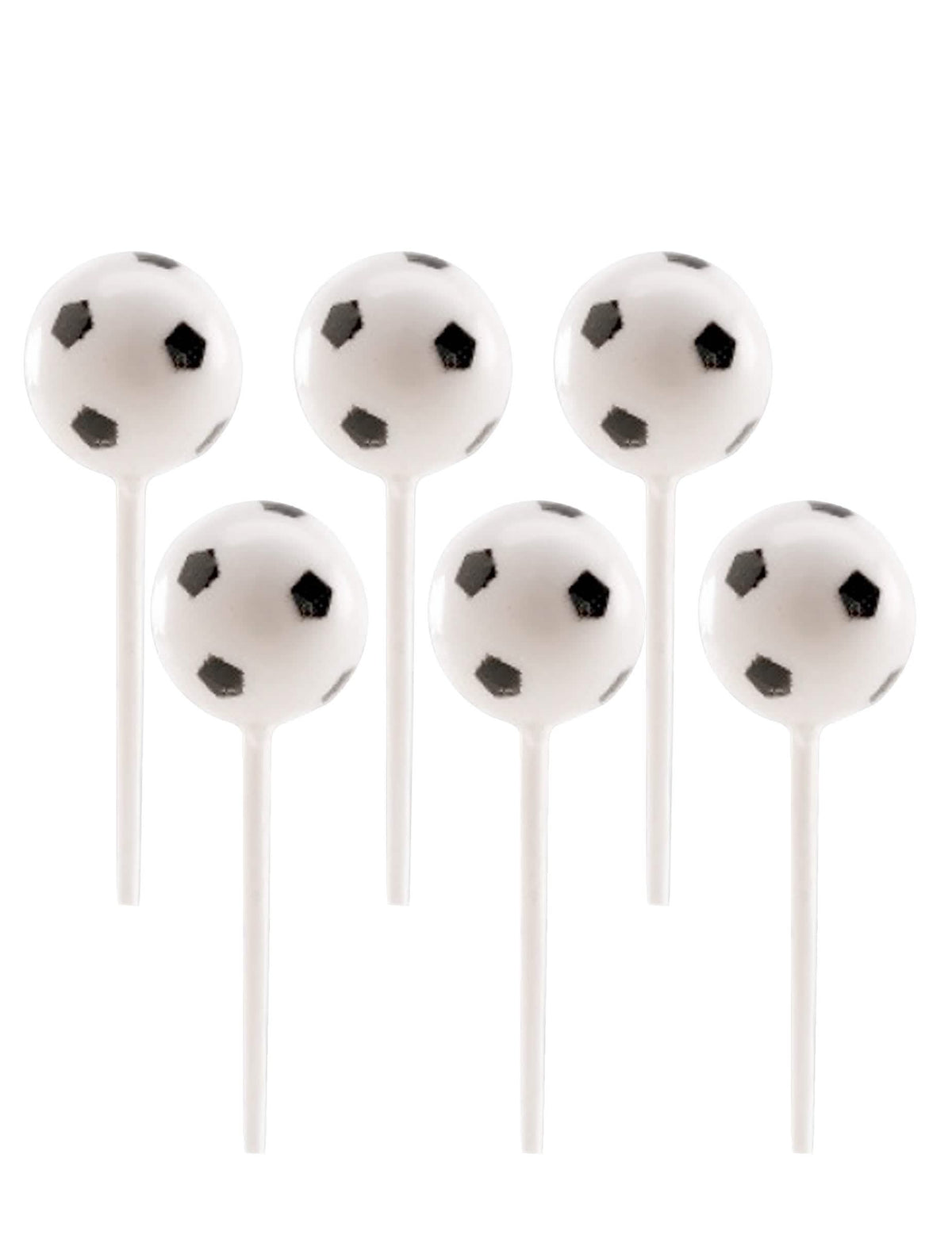 Ballons de foot en plastique sur pic pour fête blancs et noirs