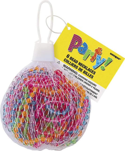 6 transparente, bunte Plastikperlenketten