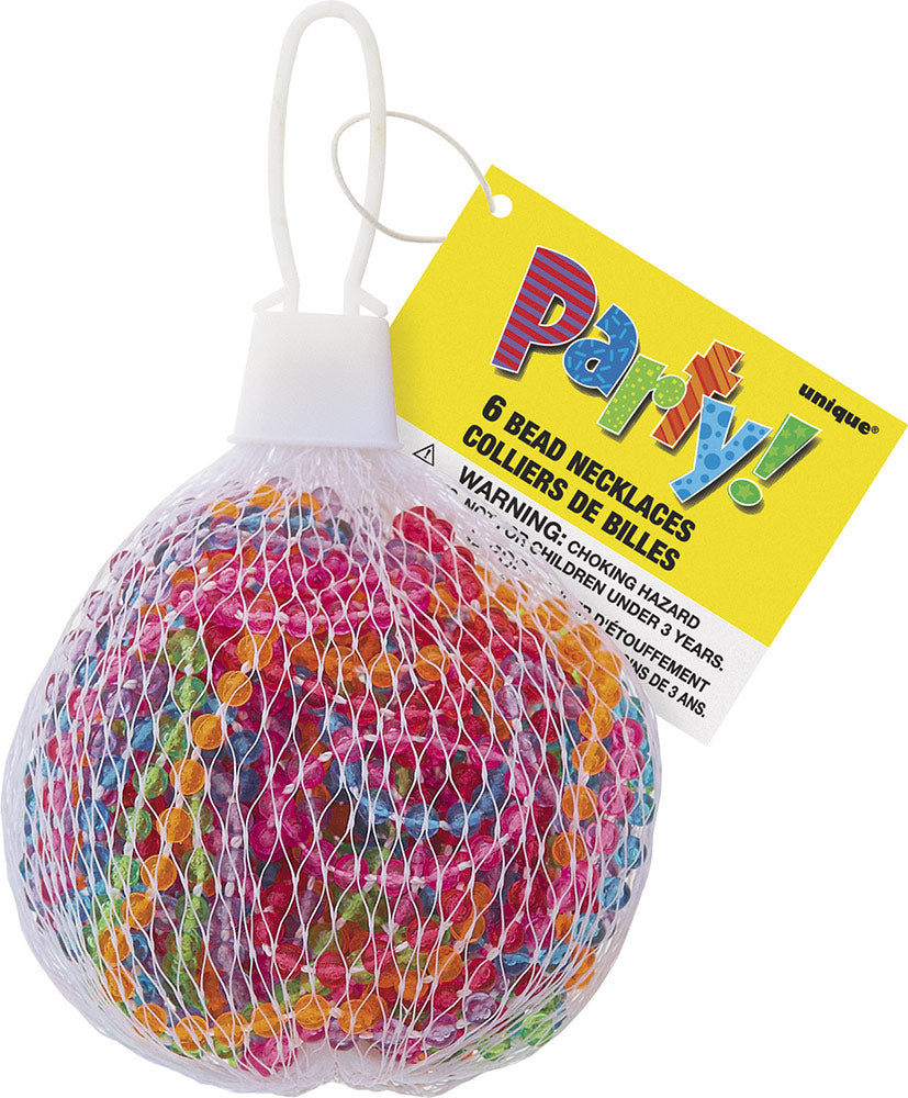 6 transparente, bunte Plastikperlenketten