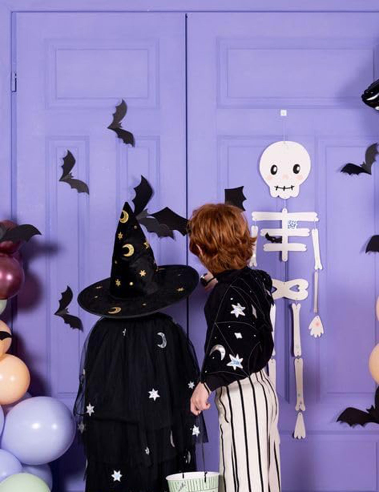 3 Décorations en papier chauve-souris noires