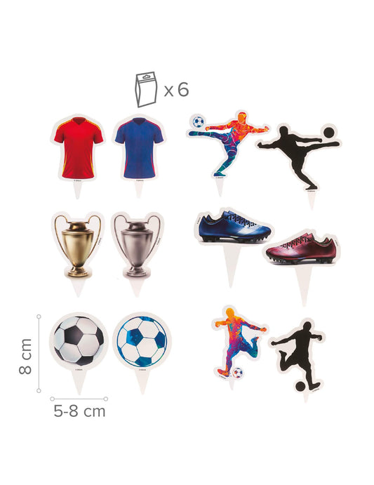 6er-Set Cupcake-Dekoration mit Fußball-Toppern