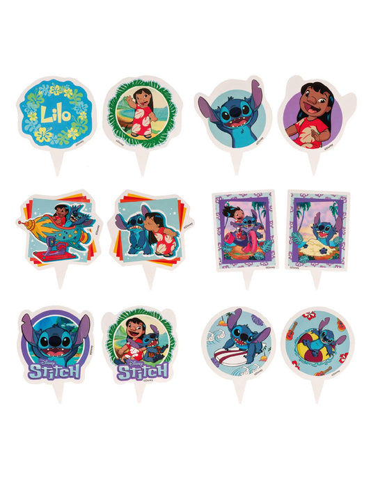 6er-Set Cupcake-Dekorationsset mit Toppern Stitch™