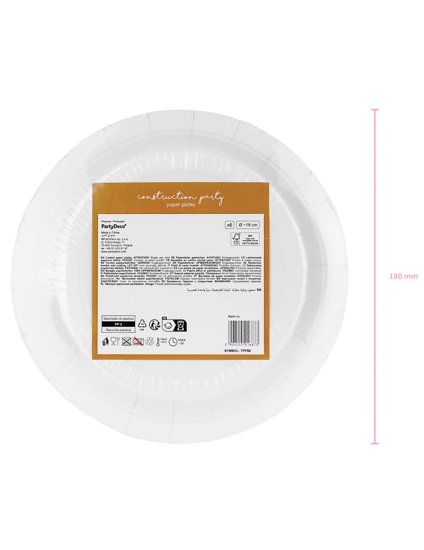 Assiettes camions de chantier pour fête lot de 6
