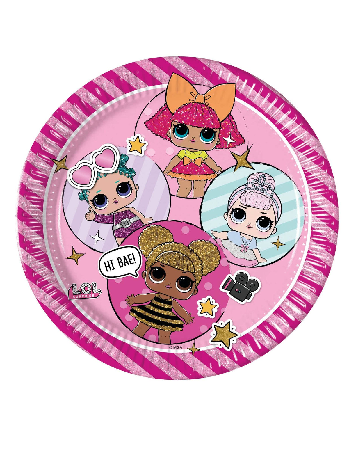 8 Teller aus metallisiertem Karton LOL Surprise für Kinder Rosa, Pink glänzend