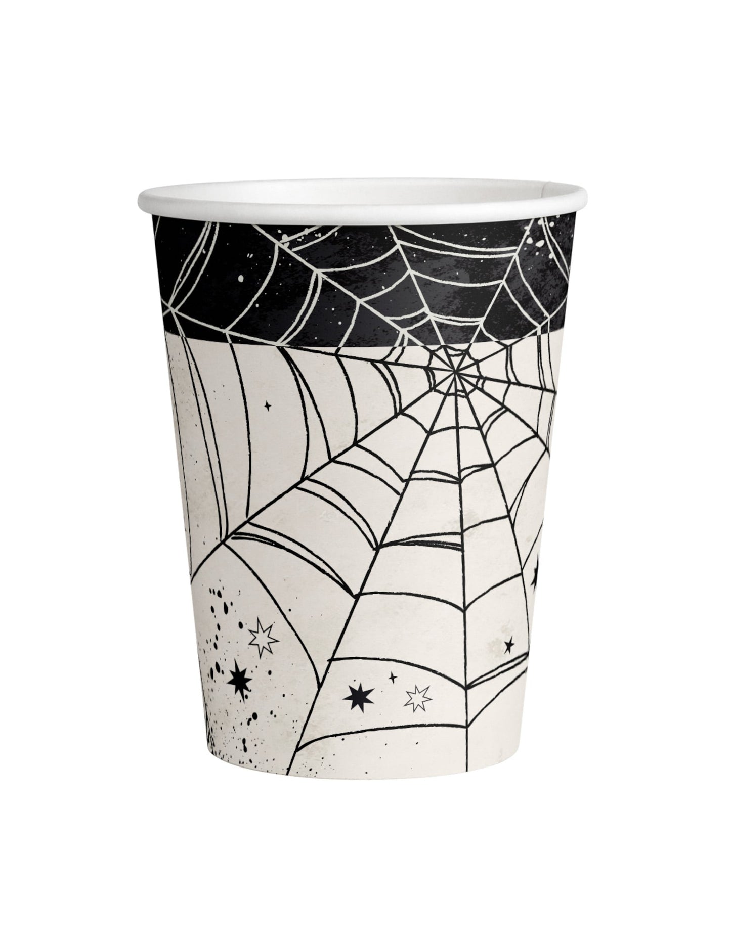 Gobelets en carton toile d'araignée pour fête noir et blanc