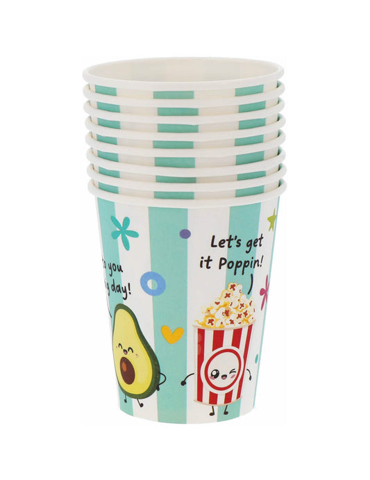 Set mit 8 Partybechern Kawaii aus Pappe 250 ml