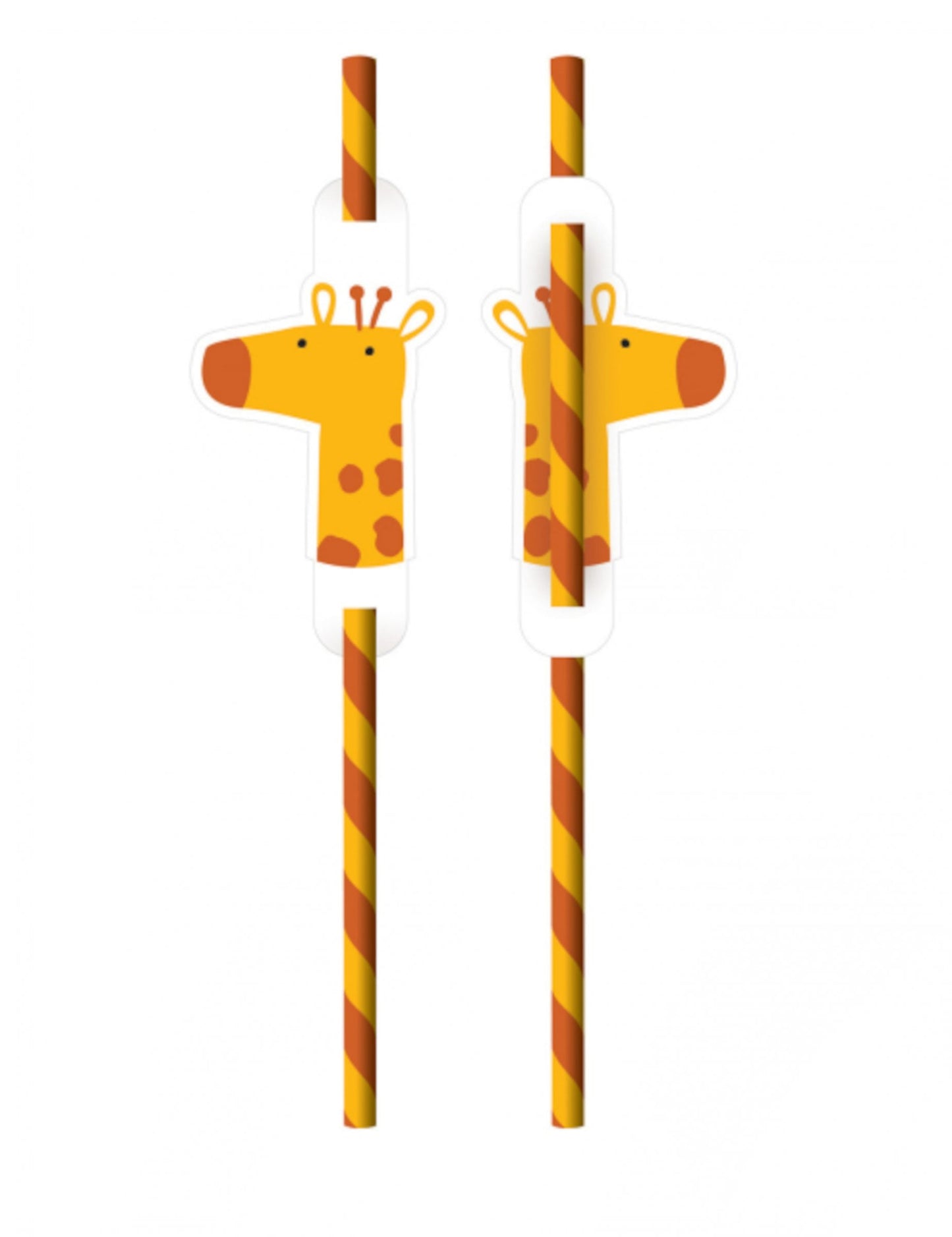 Pailles girafe Get Wild safari pour enfant jaune et orange en carton