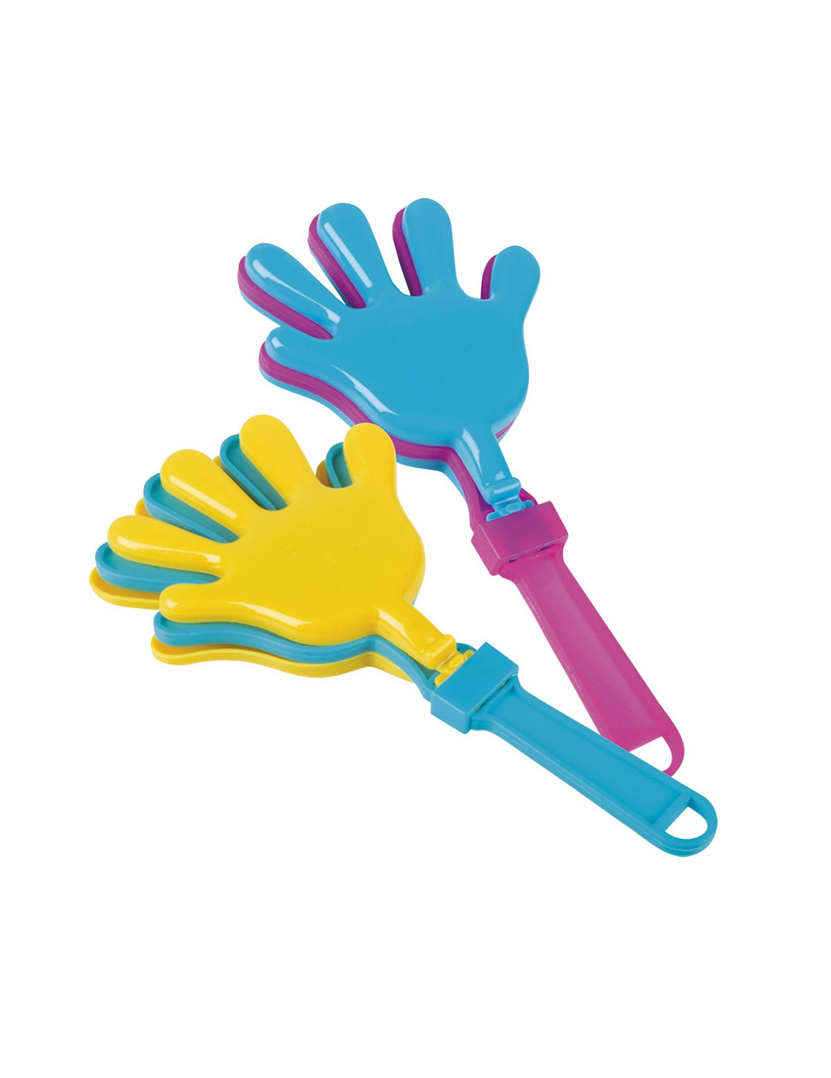 Accessoires de piñata claps mains bleu jaune et rose