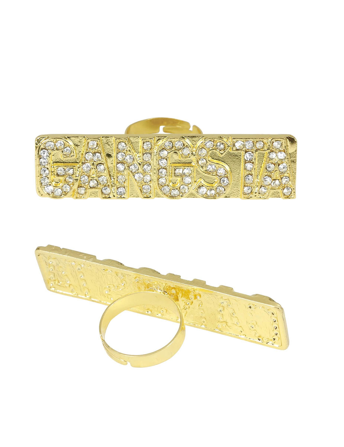 Vorder- und Rückansicht des Gangsta-Rings mit Strasssteinen
