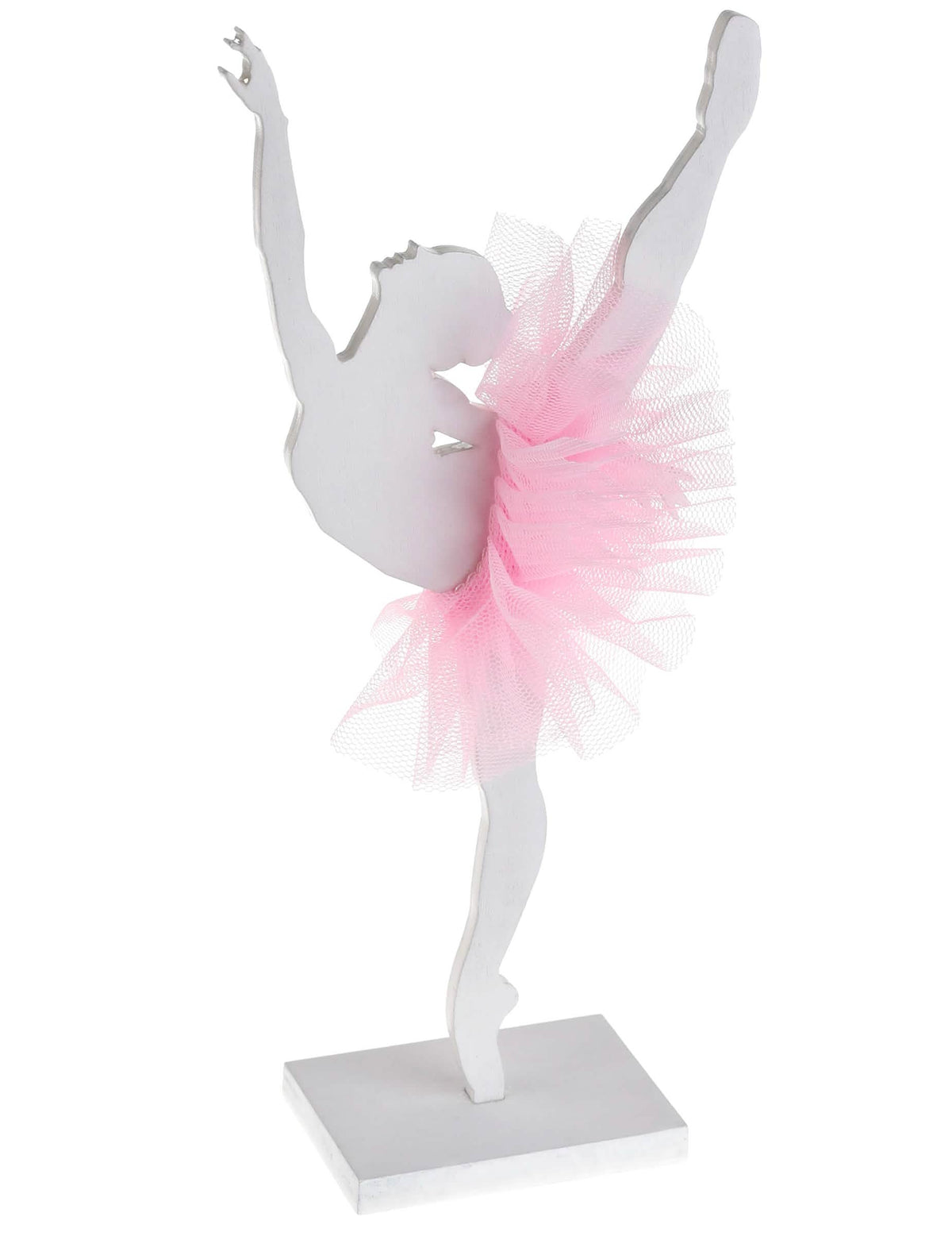 Ballerine en bois pour décoration blanche avec tutu rose
