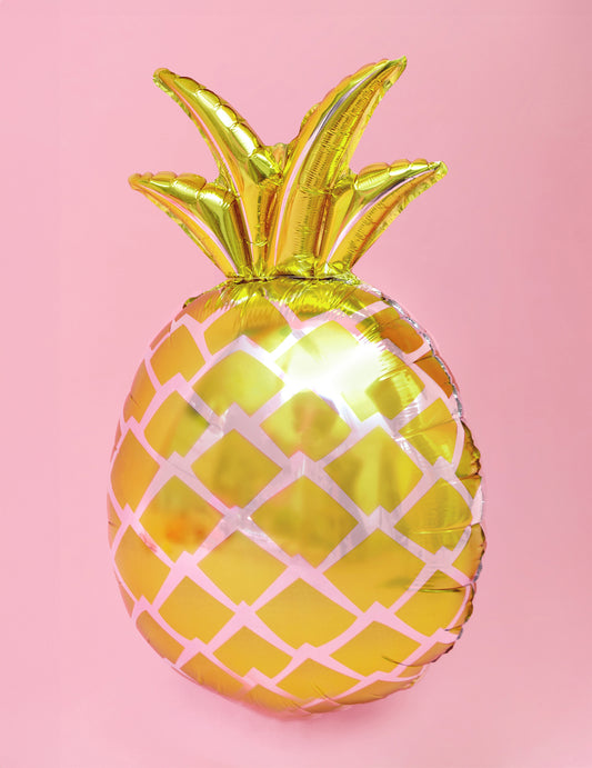 Vue de face du ballon aluminium ananas doré