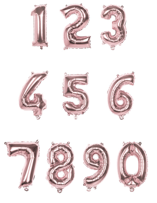 Vue d'ensemble des chiffres disponibles du ballon aluminium chiffre pour fête rose métallisé