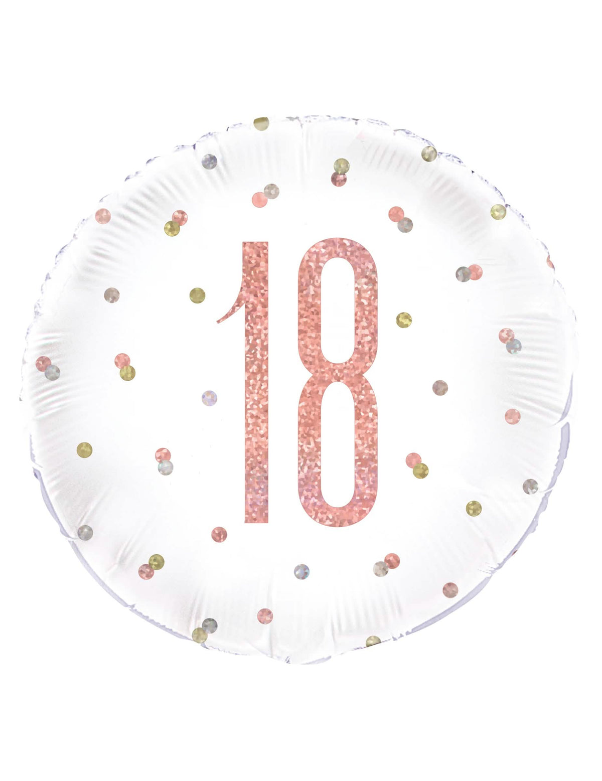 Ballon en aluminium 18 pour anniversaire blanc et rose pailleté