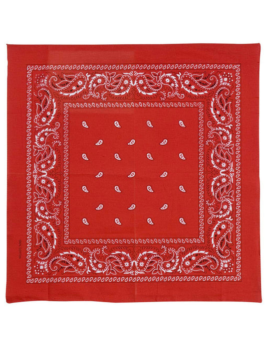 Bandana rouge pour adulte à motifs paisley blancs