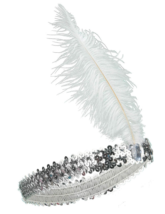20er Pailletten Stirnband für Damen silber