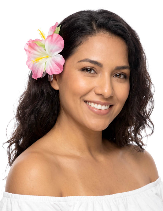Haarklammer Hawaii mit rosa Blumen