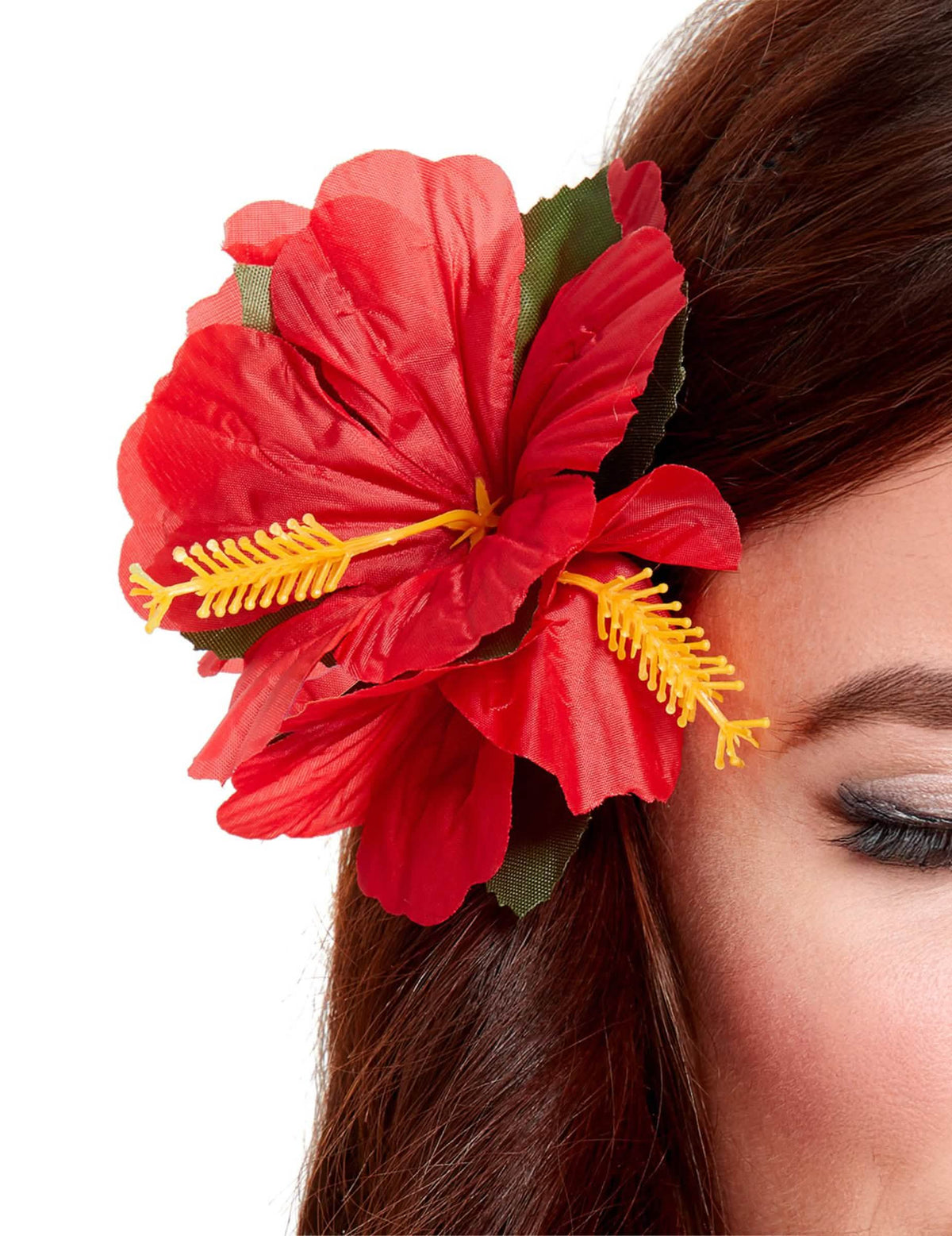 Haarklammer Hawaii mit roten Blumen