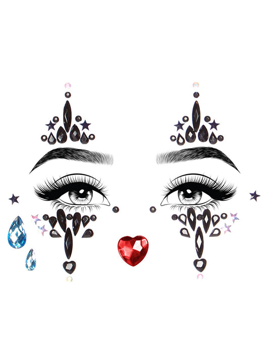 Strasssteine Gesichts-Make-up Harlekin bunt