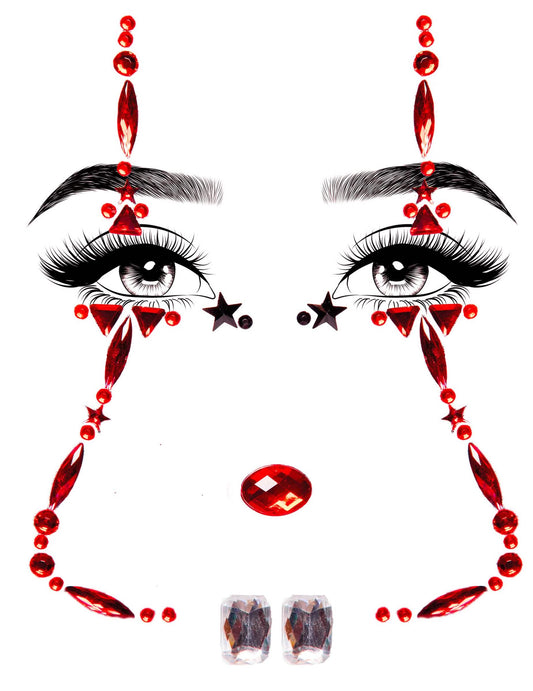 Glanzvolle-Glitzersteine Halloween-Make-up für Damen rot