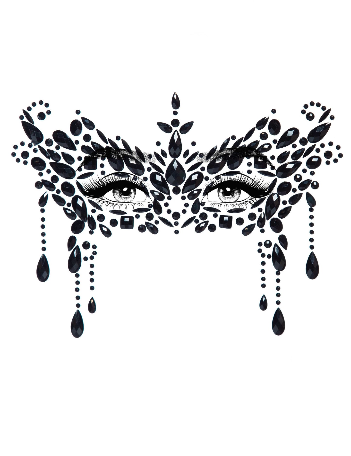 Détail du motif des bijoux pour visage adhésifs loup